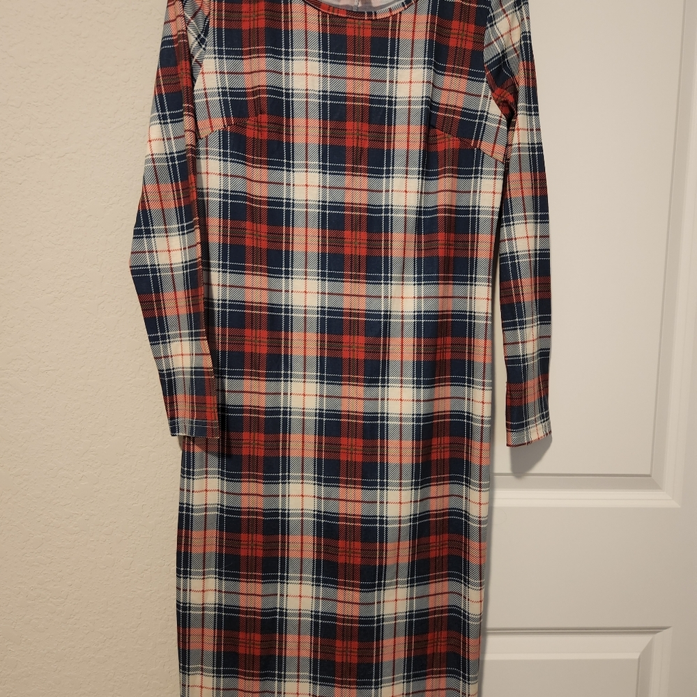 Women's plaid long sheath dress size Large